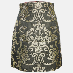 dolce & gabbana black/gold floral brocade mini skirt s