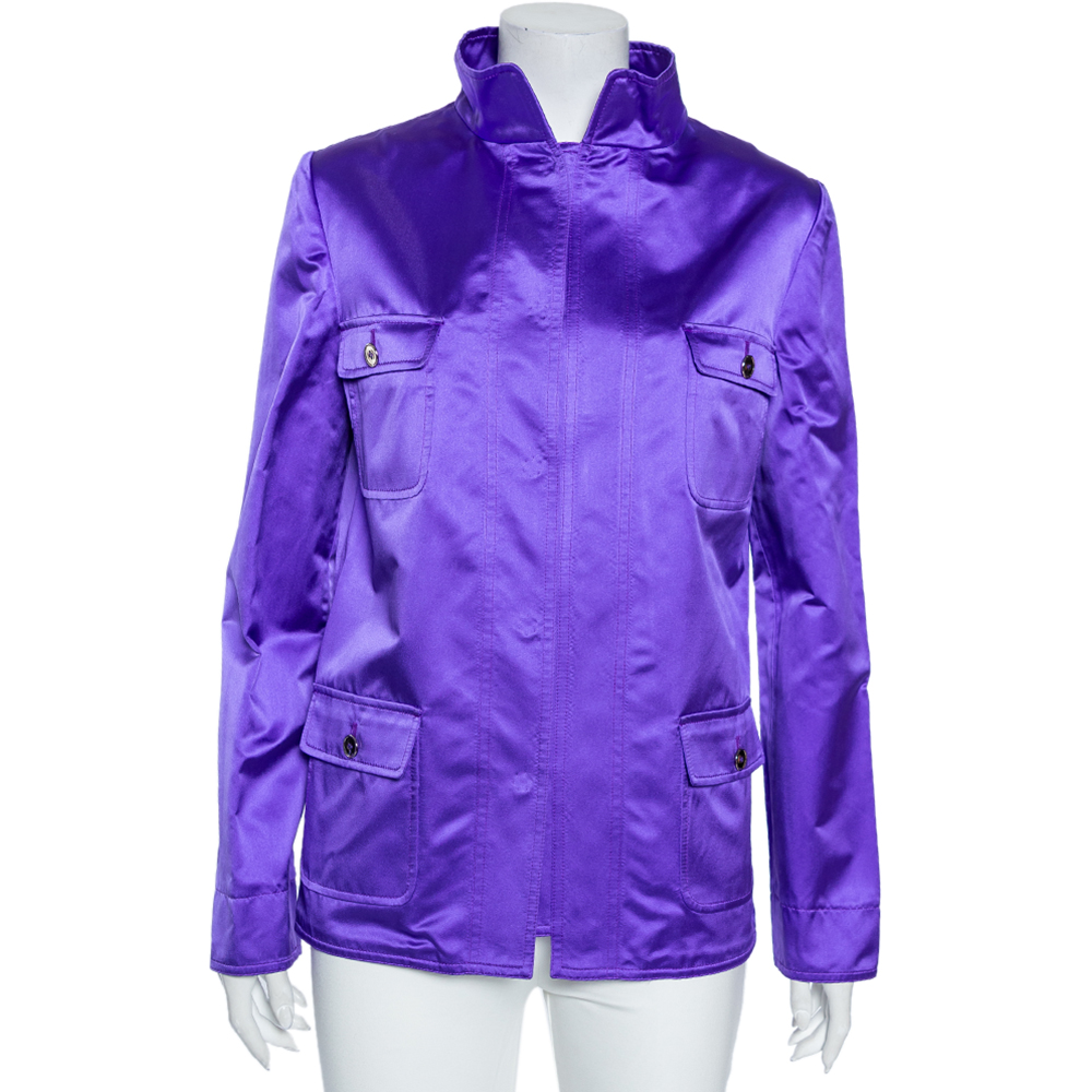 luxury-women-dolcegabbana-new-clothes-p507907-007 Dolce & Gabbana Purple Silk Satin Button Front Jacket M