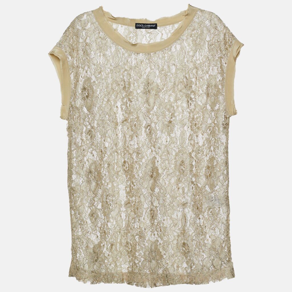 luxury-women-dolcegabbana-new-clothes-p657908-004-1 Dolce & Gabbana Green Floral Lace Top M