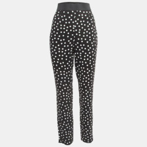 Dolce & Gabbana Polka Black Dot Crepe Trousers XL