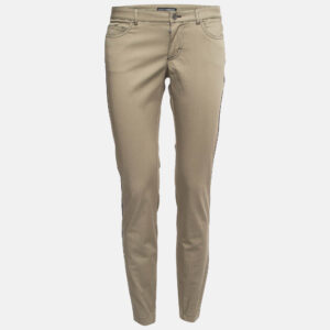 Dolce & Gabbana Green Contrast Side Trim Cotton Slim Trousers M