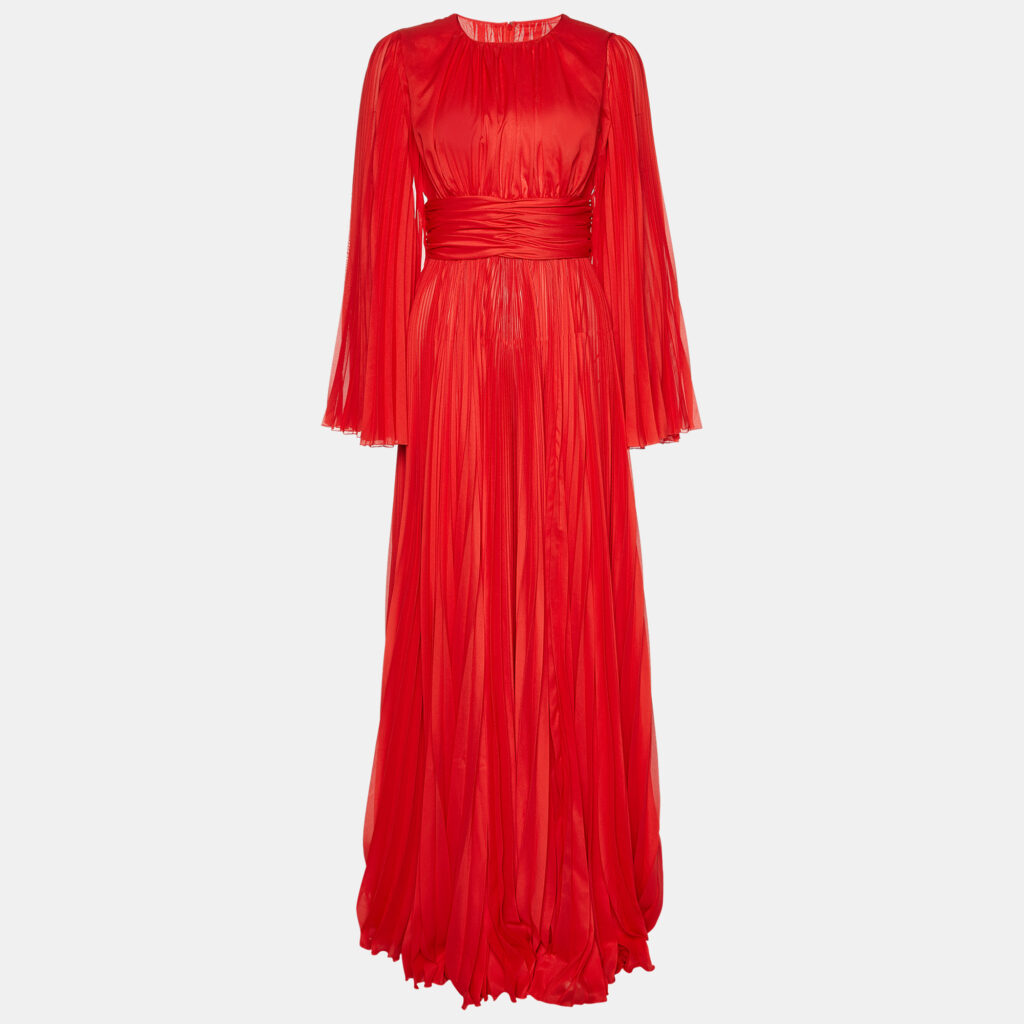 luxury-women-dolcegabbana-new-clothes-p981216-002 Dolce & Gabbana Red Chiffon Pleated Long Dress S
