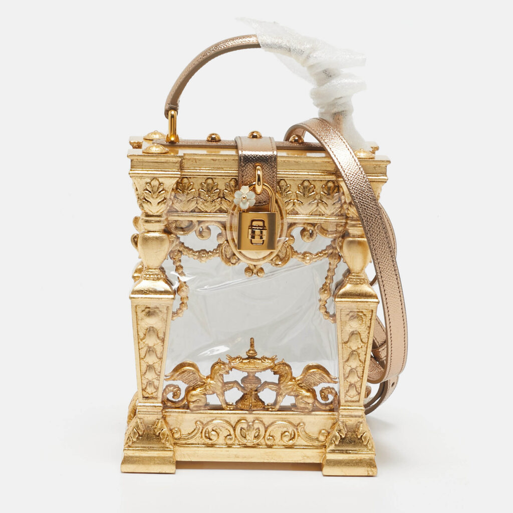 luxury-women-dolcegabbana-new-handbags-p1097328-012 Dolce & Gabbana Gold Wood Acrylic Baroque Box Top Handle Bag