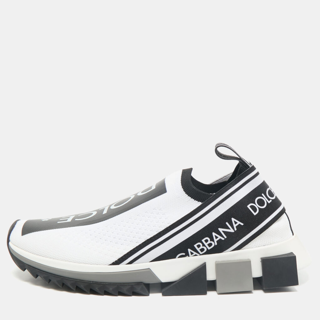 luxury-women-dolcegabbana-new-shoes-p1156387-001.jpg Dolce & Gabbana Black/White Stretch Fabric Sorrento Slip-On Sneakers Size 39