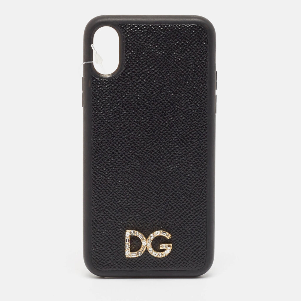 luxury-women-dolcegabbana-used-accessories-p1044679-004 Dolce & Gabbana Black DG Logo Crystals iPhone X Case