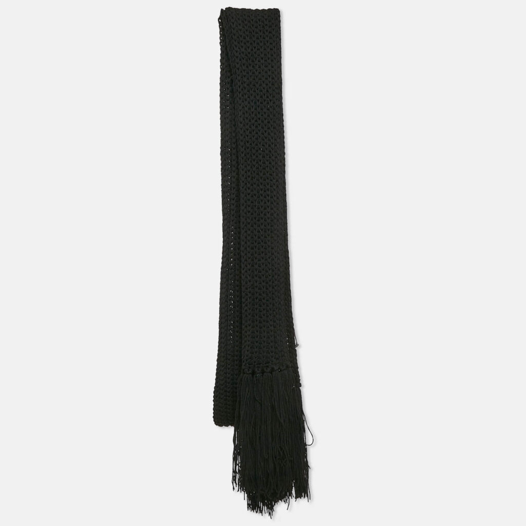luxury-women-dolcegabbana-used-accessories-p1095408-003 Dolce & Gabbana Black Crochet Rib Knit Fringed Stole