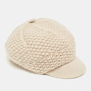 Dolce & Gabbana Beige Crochet Virgin Wool Beret Cap Size 58