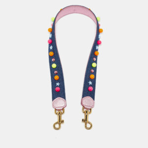 Dolce & Gabbana Blue Denim and Leather Embellished Shoulder Bag Strap