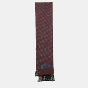 Dolce & Gabbana Burgundy Printed Silk Fringed Silk