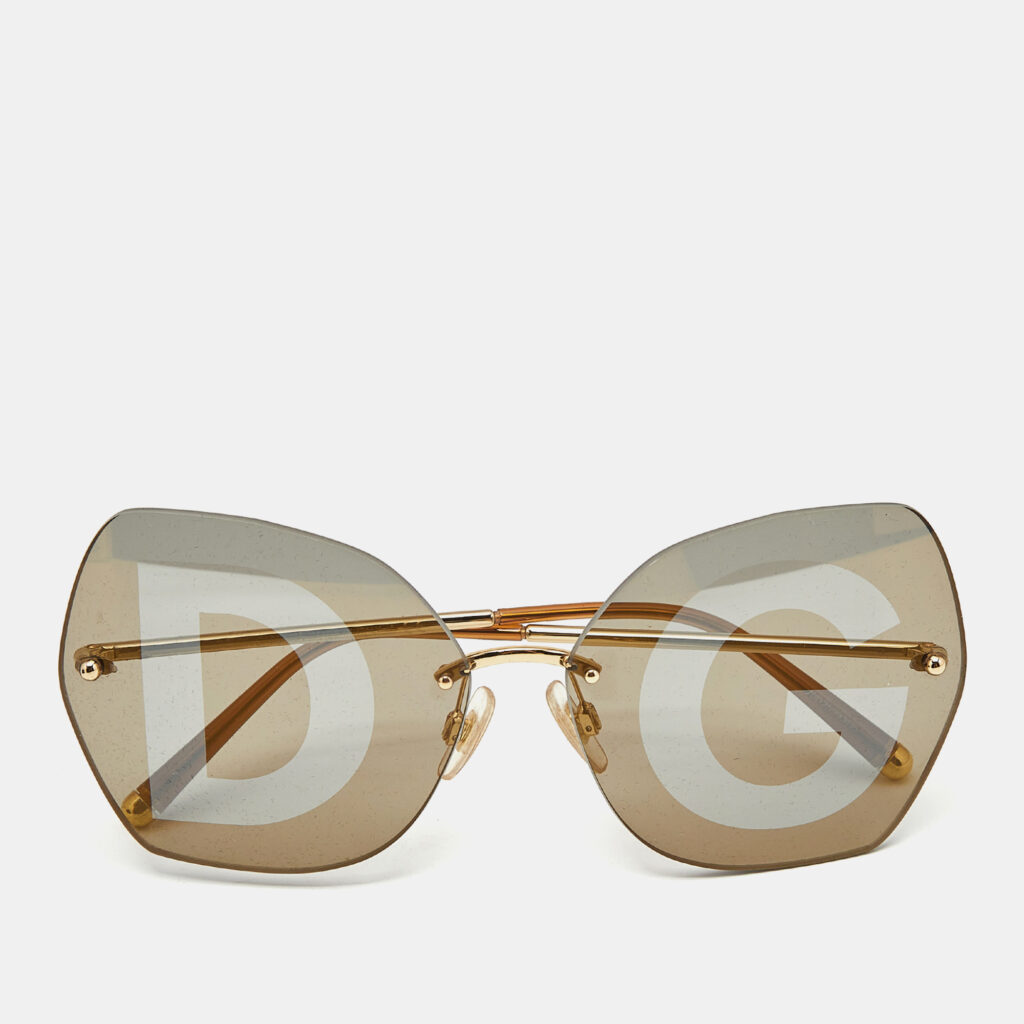 Dolce & Gabbana Grey/Gold Tone DG2204 Logo Butterfly Sunglasses