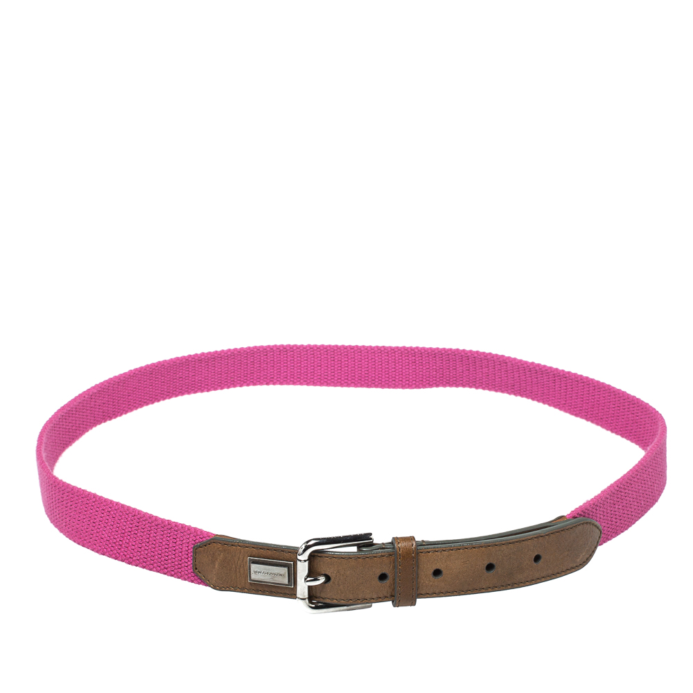 luxury-women-dolcegabbana-used-accessories-p386955-004 Dolce & Gabbana Pink/Brown Canvas and Leather Belt 115 CM