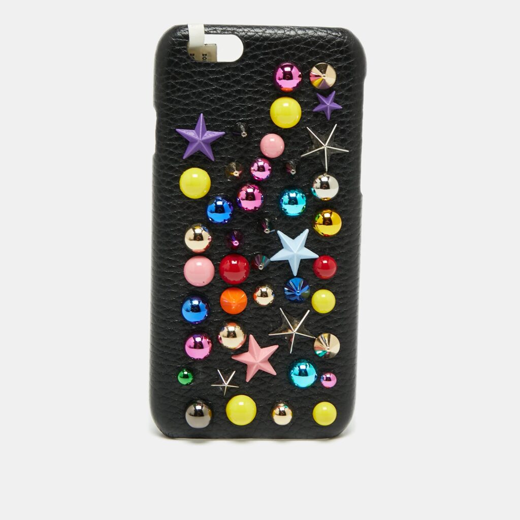 luxury-women-dolcegabbana-used-accessories-p670170-002 Dolce & Gabbana Black Leather Embellished iPhone 6 Cover