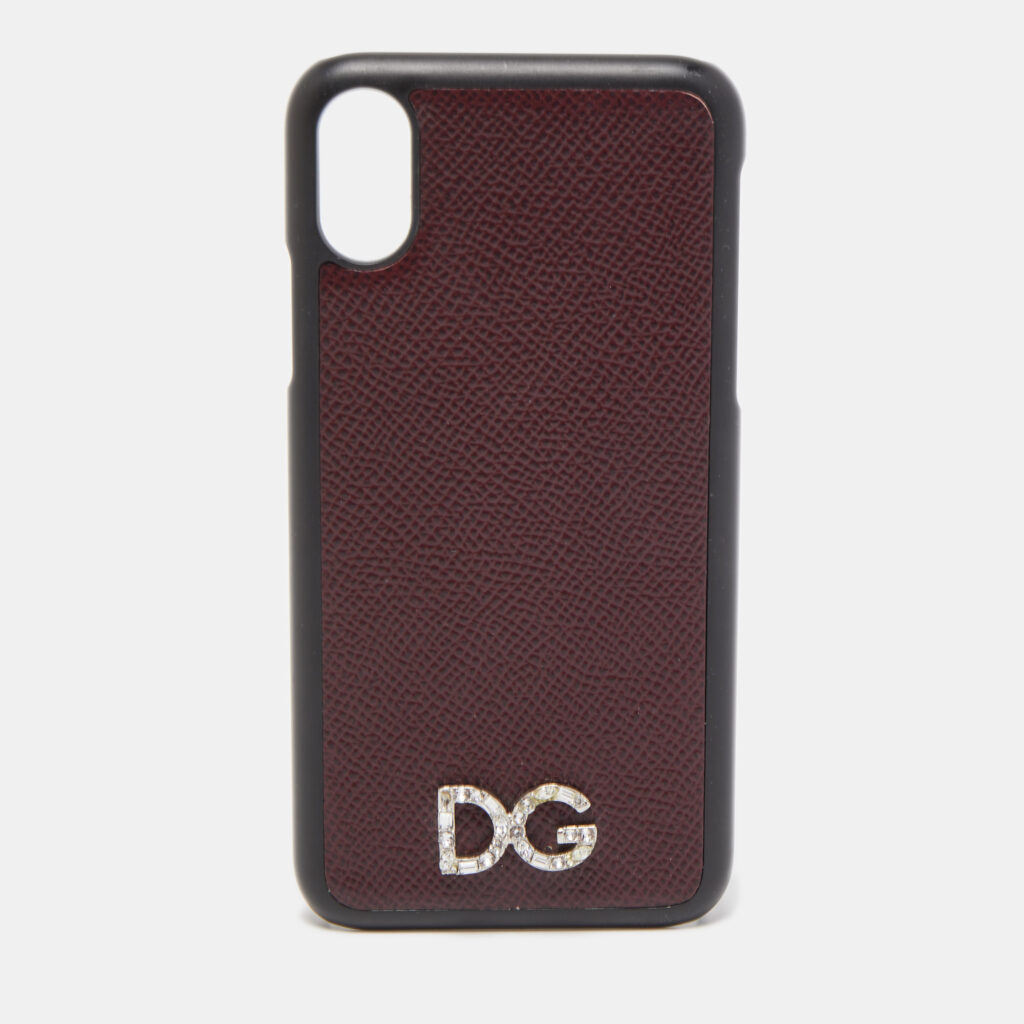 luxury-women-dolcegabbana-used-accessories-p800659-001 Dolce & Gabbana Burgundy/Black Leather iPhone X Cover
