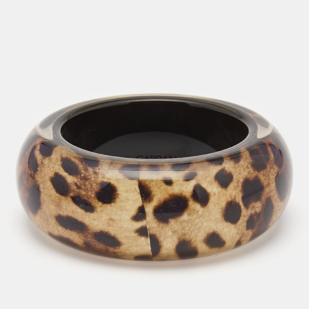 luxury-women-dolcegabbana-used-accessories-p858232-002 Dolce & Gabbana Leopard Resin Extra Wide Bangle Bracelet
