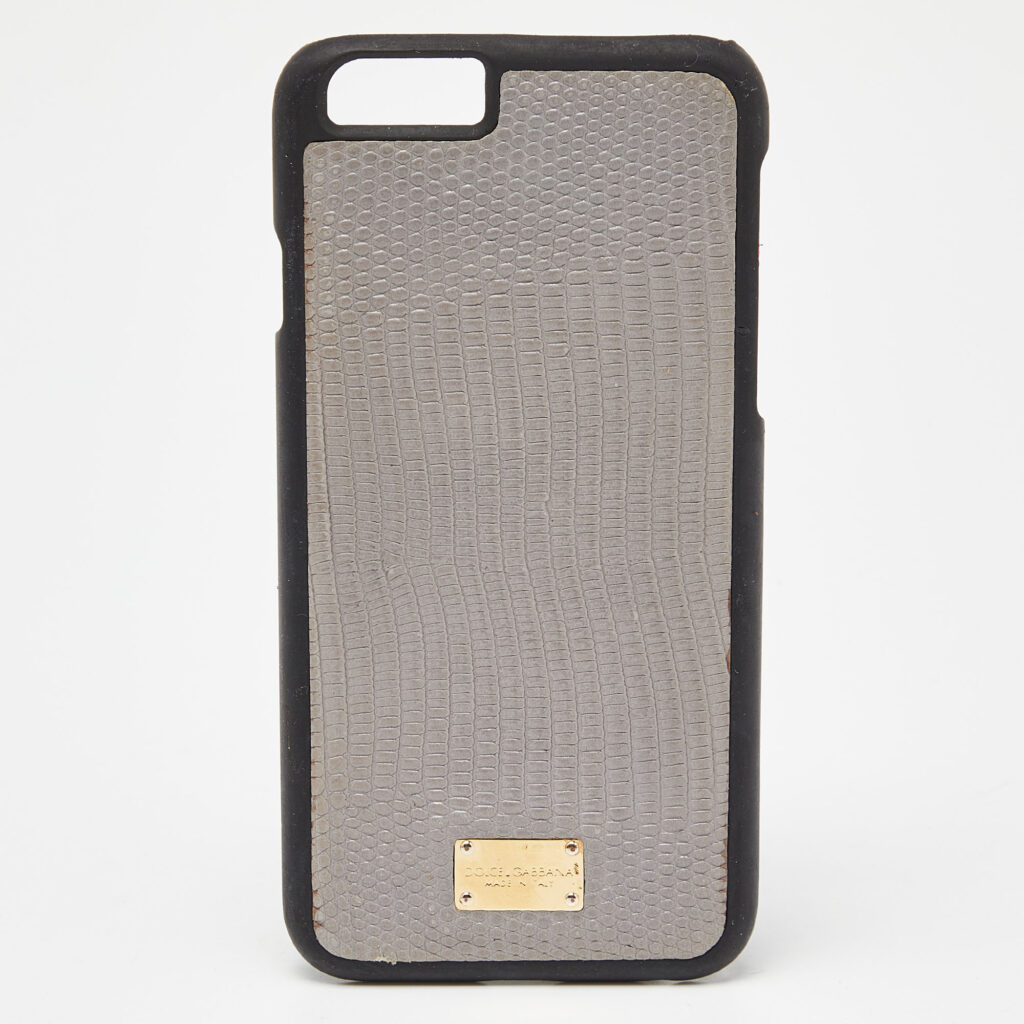 luxury-women-dolcegabbana-used-accessories-p867471-006 Dolce & Gabbana Grey Lizard Embossed Leather iPhone 6 Cover