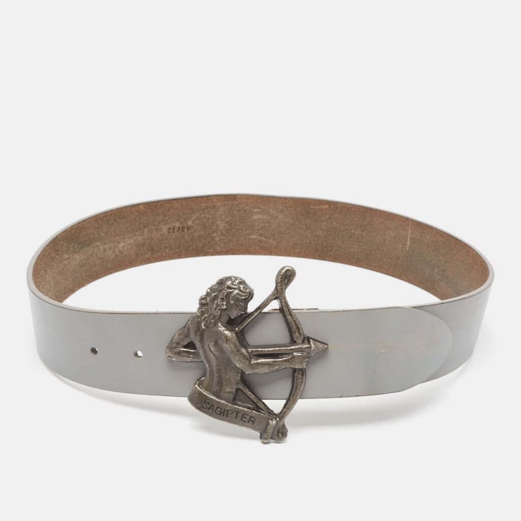 luxury-women-dolcegabbana-used-accessories-p949079-002 Dolce & Gabbana Grey Leather Sagipter Waist Belt 80CM