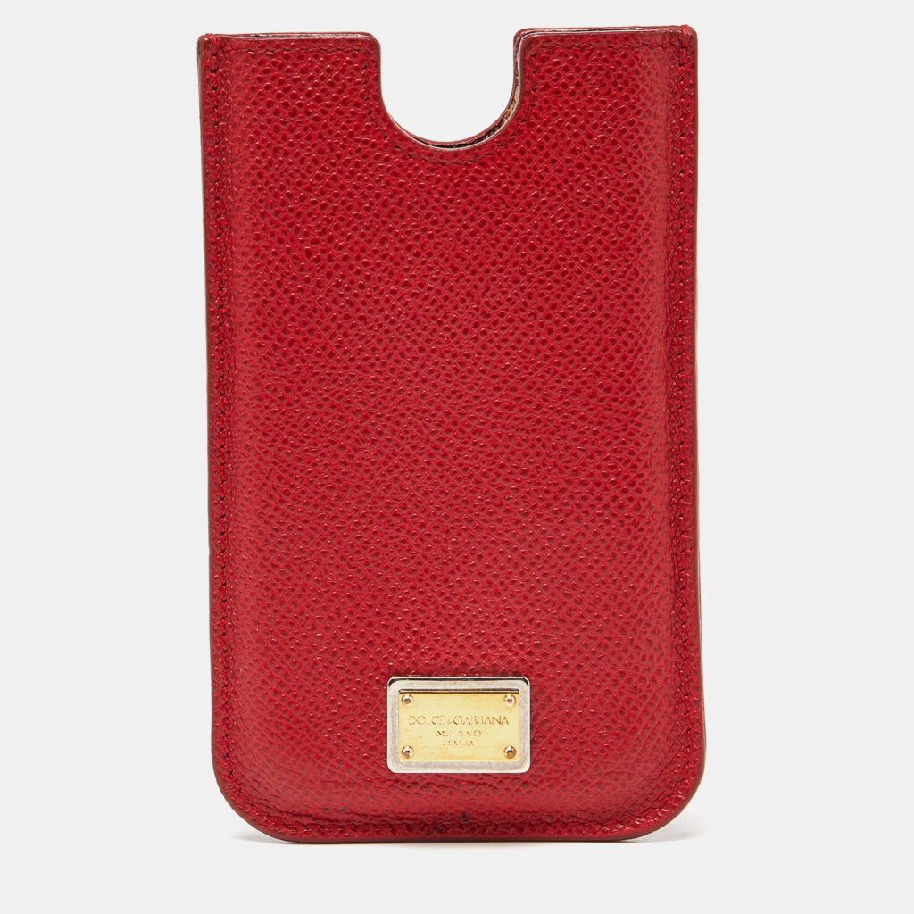 luxury-women-dolcegabbana-used-accessories-p962786-008 Dolce & Gabbana Red Leather iPhone 4G Case