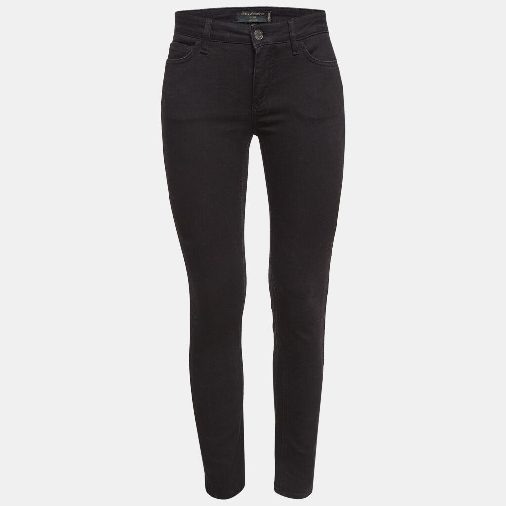 Dolce & Gabbana Black Embroidered Denim Pretty Jeans S Waist 30"