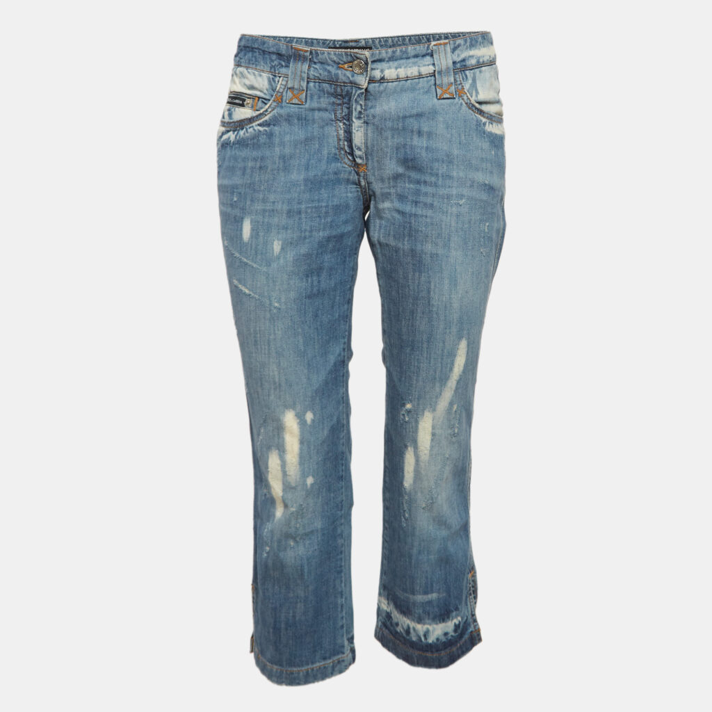 Dolce & Gabbana Blue Bleached Denim Skinny Jeans M Waist 34"