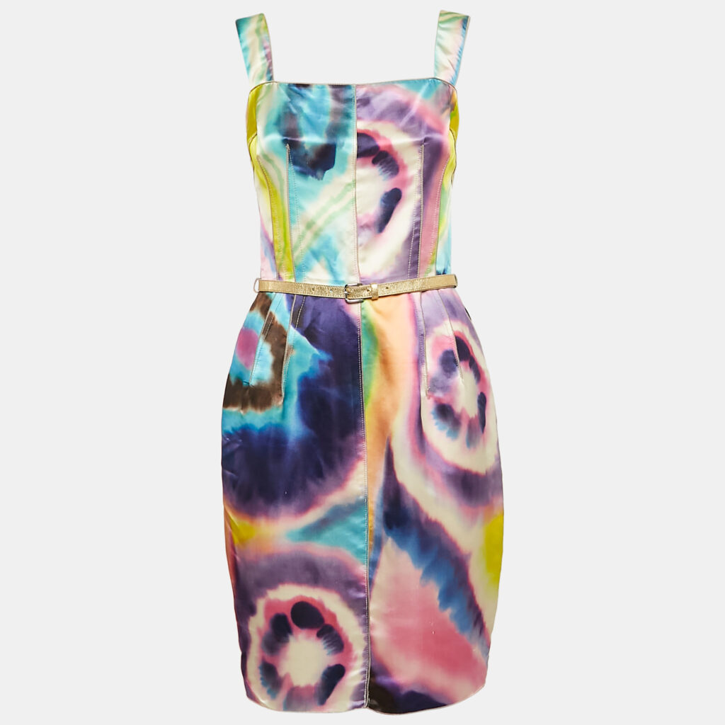 luxury-women-dolcegabbana-used-clothes-p1073119-001 Dolce & Gabbana Multicolor Tie-Dye Print Satin Sheath Dress S