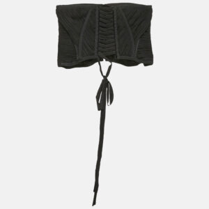 Dolce & Gabbana Black Tulle Lace-Up Corset Top M
