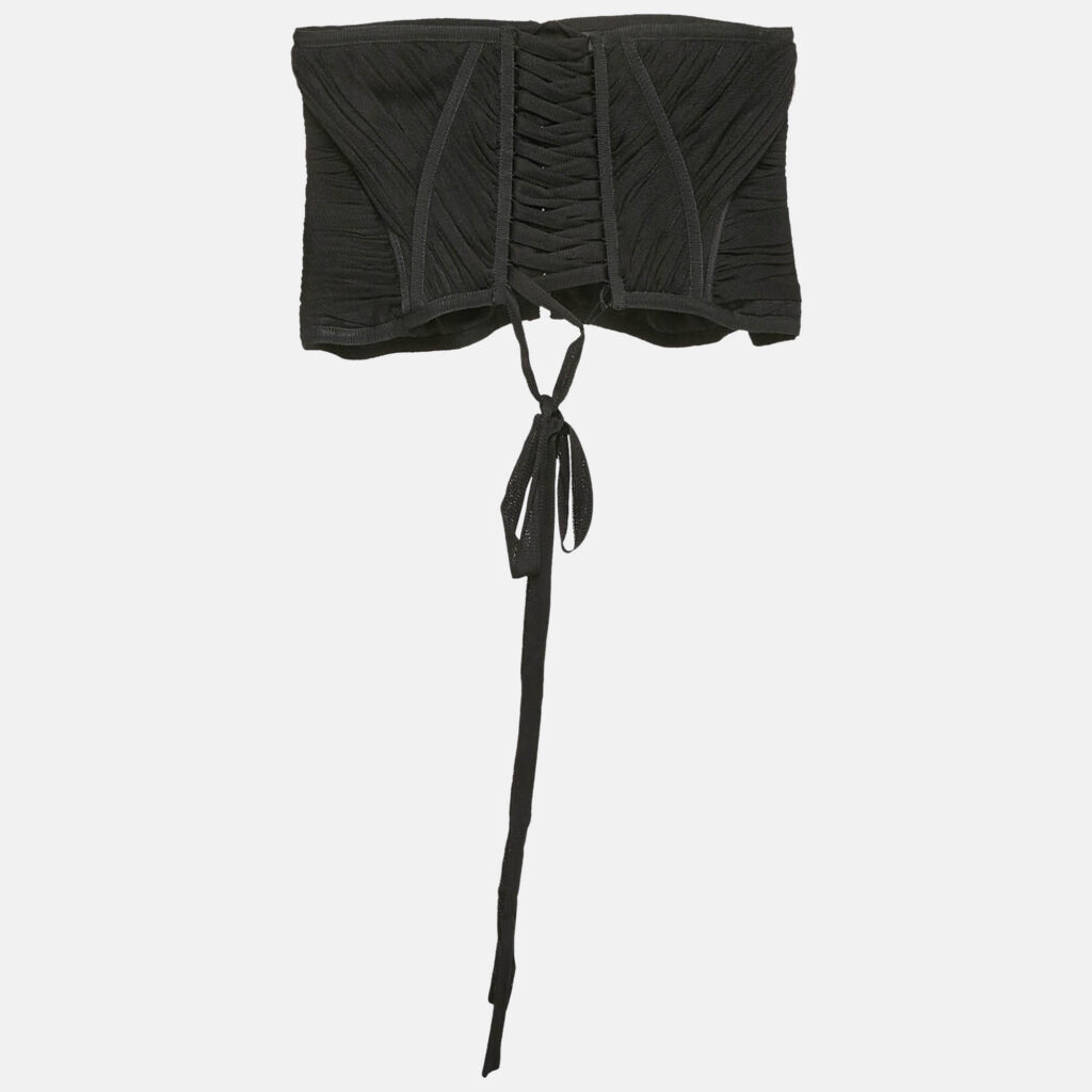 Dolce & Gabbana Black Tulle Lace-Up Corset Top M