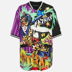 Dolce & Gabbana Multicolor Printed Crepe Button Front Top S