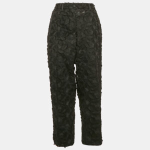 Dolce & Gabbana Black Applique Detail Mesh and Tulle Trousers L