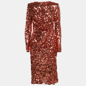 Dolce & Gabbana Metallic Sequin Mesh Midi Dress M