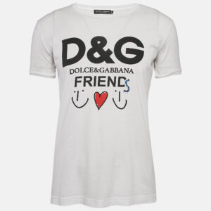 Dolce & Gabbana White Printed Cotton T-Shirt S