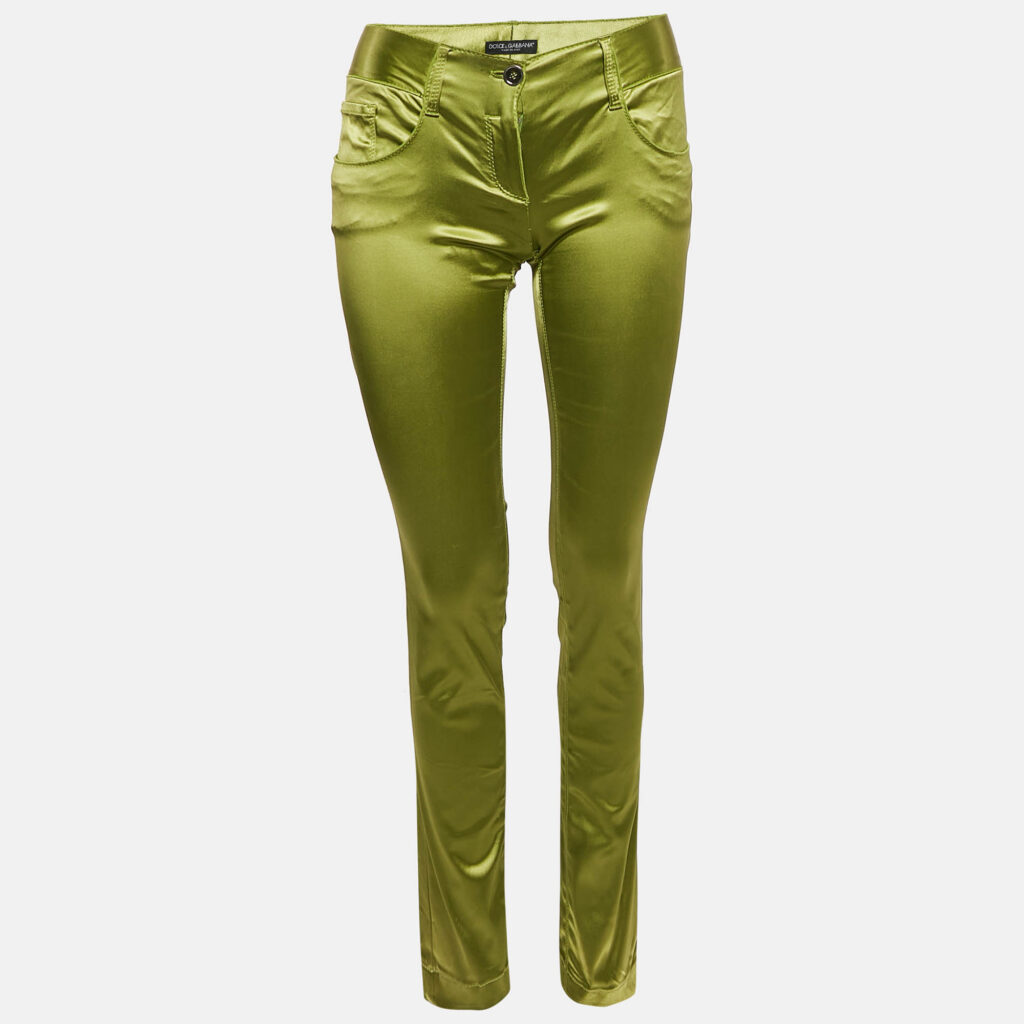 luxury-women-dolcegabbana-used-clothes-p1092411-006 Dolce & Gabbana Green Satin Trousers XS