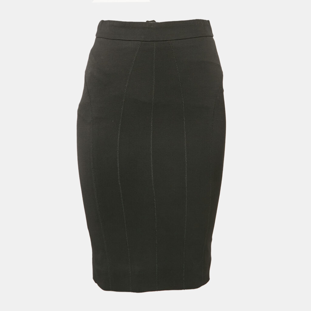 luxury-women-dolcegabbana-used-clothes-p1097150-001 Dolce & Gabbana Black Textured Stretch Crepe Knee-Length Skirt S