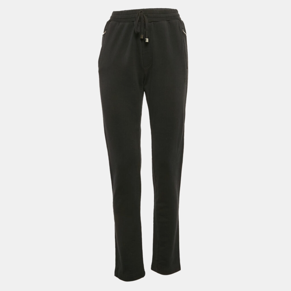 luxury-women-dolcegabbana-used-clothes-p1101667-002 Dolce & Gabbana Black Cotton Knit Drawstring Sweatpants L