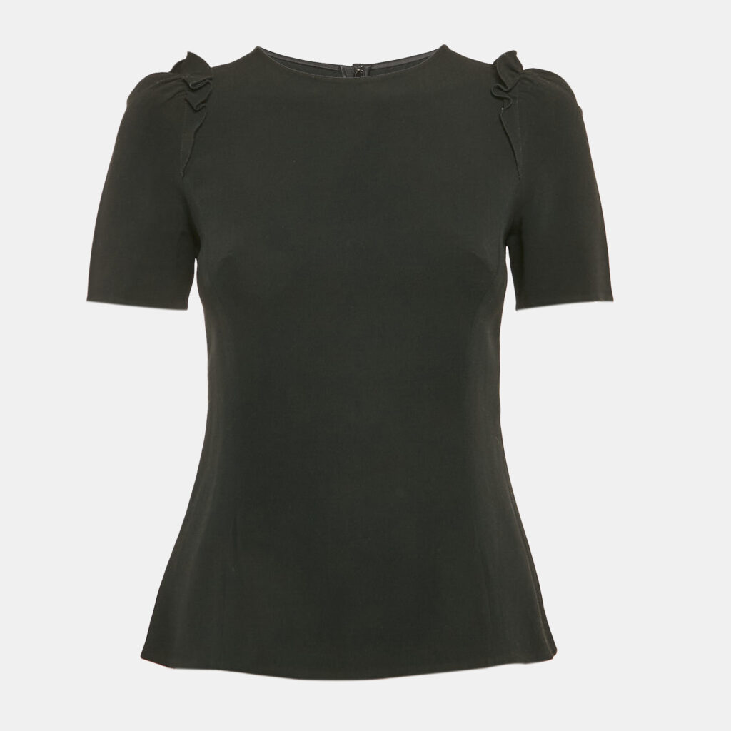 luxury-women-dolcegabbana-used-clothes-p1101753-002 Dolce & Gabbana Black Crepe Ruffled Top S