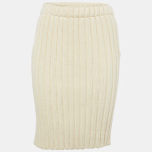 Dolce & Gabbana Cream Rib Knit Pencil Skirt S