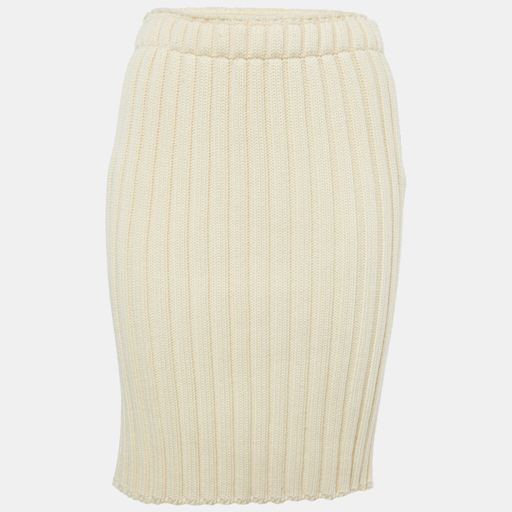 luxury-women-dolcegabbana-used-clothes-p1103773-004 Dolce & Gabbana Cream Rib Knit Pencil Skirt S