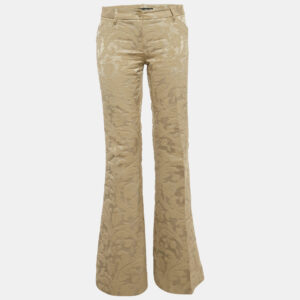 Dolce & Gabbana Beige Jacquard Wide Leg Pants S