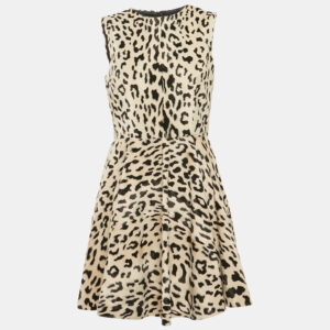 Dolce & Gabbana Leopard Print Textured Cotton Sleeveless Mini Dress M