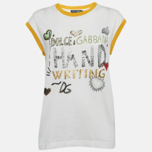 Dolce & Gabbana White Printed Cotton Sleeveless T-Shirt XS