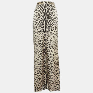 Dolce & Gabbana Leopard Print Silk Satin Maxi Skirt L