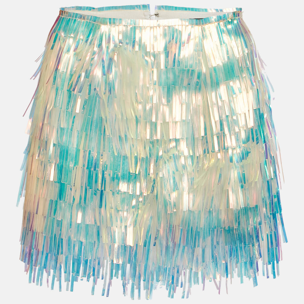 luxury-women-dolcegabbana-used-clothes-p1128292-003 Dolce & Gabbana Iridescent Synthetic Fringed Mini Skirt M
