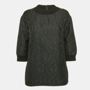 Dolce & Gabbana Black Jacquard Crew Neck Top S