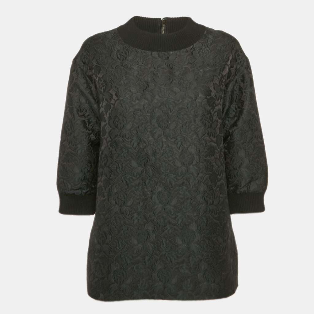 luxury-women-dolcegabbana-used-clothes-p1129164-001 Dolce & Gabbana Black Jacquard Crew Neck Top S