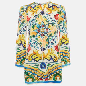 Dolce & Gabbana Multicolor Printed Long Sleeve Silk Tunic S