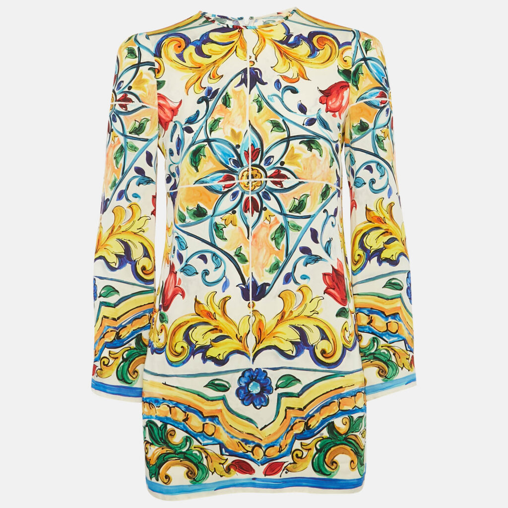 luxury-women-dolcegabbana-used-clothes-p1129851-003 Dolce & Gabbana Multicolor Printed Long Sleeve Silk Tunic S