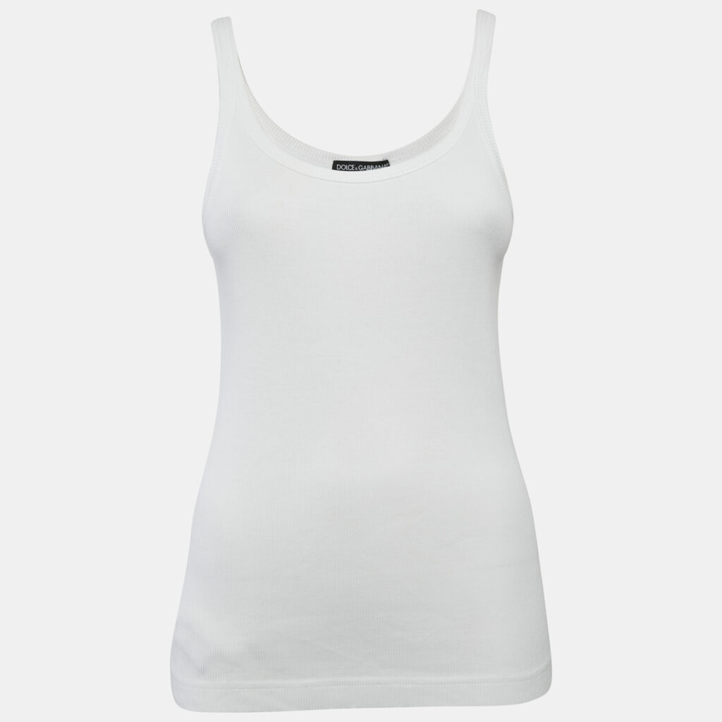 luxury-women-dolcegabbana-used-clothes-p1131061-001 Dolce & Gabbana White Rib Knit Tank Top M
