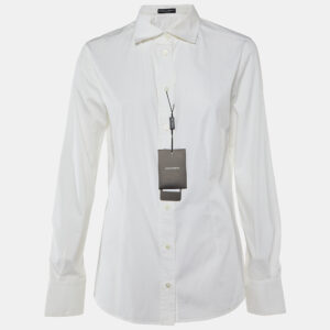 Dolce & Gabbana White Stretch Cotton Button Front Shirt L