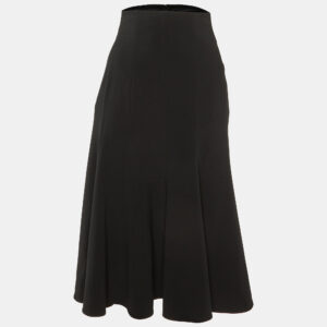 Dolce & Gabbana Black Crepe Flared Midi Skirt L