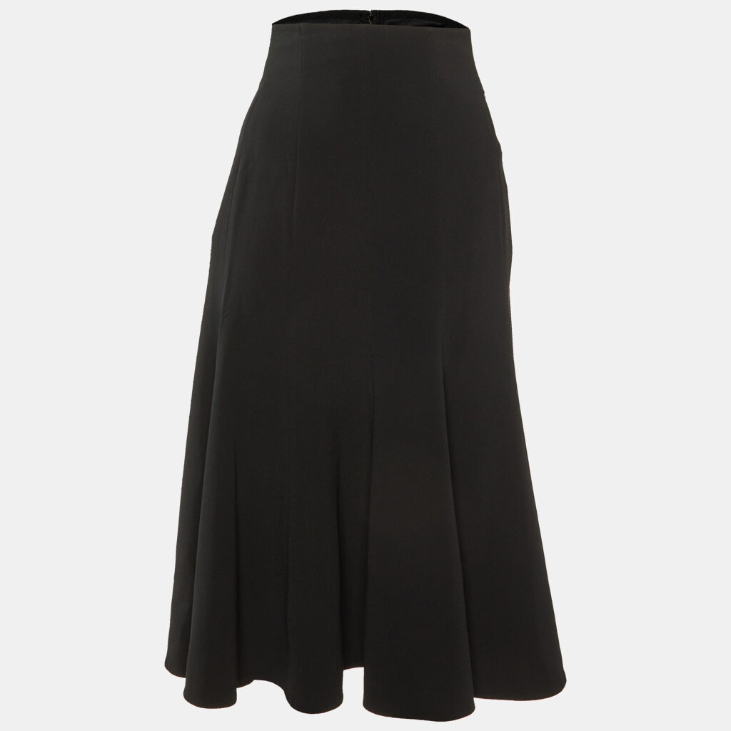 luxury-women-dolcegabbana-used-clothes-p1135573-002 Dolce & Gabbana Black Crepe Flared Midi Skirt L