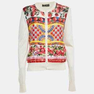 Dolce & Gabbana Multicolor Mambo Print Silk Button Front Cardigan M